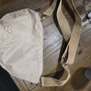 CITY MOUSE beige Crossbody Bag with Patterned Strap